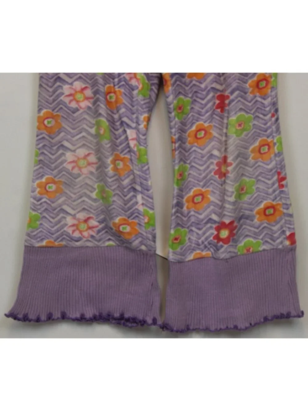 Mis Tee V-Us 2pc Outfit 6x/7 Purple Flower Y2K Hippie Boho Flower Velour Ruffle
